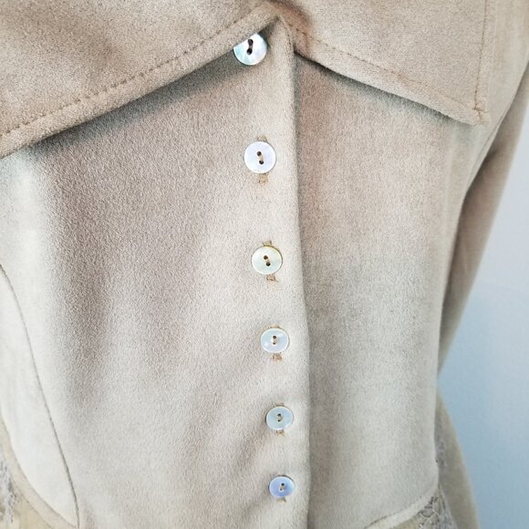 Venus Coco Faux Suede & Lace Asymmetrical Hem Shirt / Jacket Size Small - Picture 11 of 12